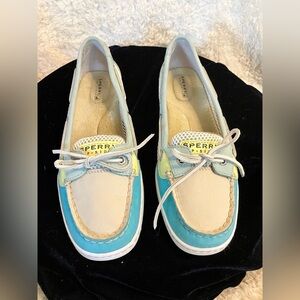 Sperry Blue and Cream Flats with Nautical Design
